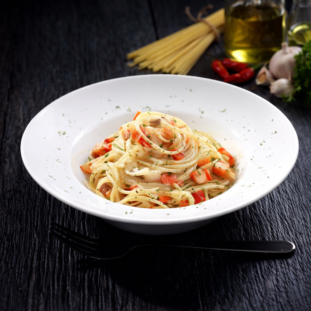 Spaghetti Spicy Salmon Aglio Olio Steak 21